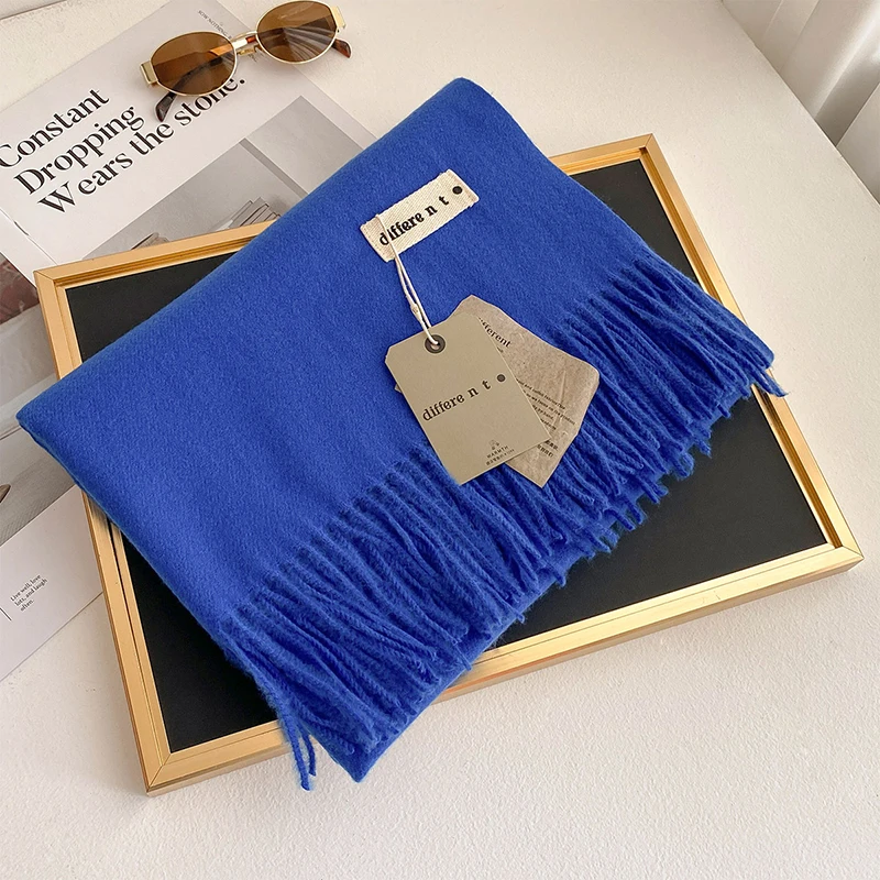 Neue 45 Farbe Winter Schal für Frauen Lange Warme Kaschmir Schals Hijab Solide Dame Schal Wrap Weibliche Pashmina Bandana Kopf Stola – Detail 25