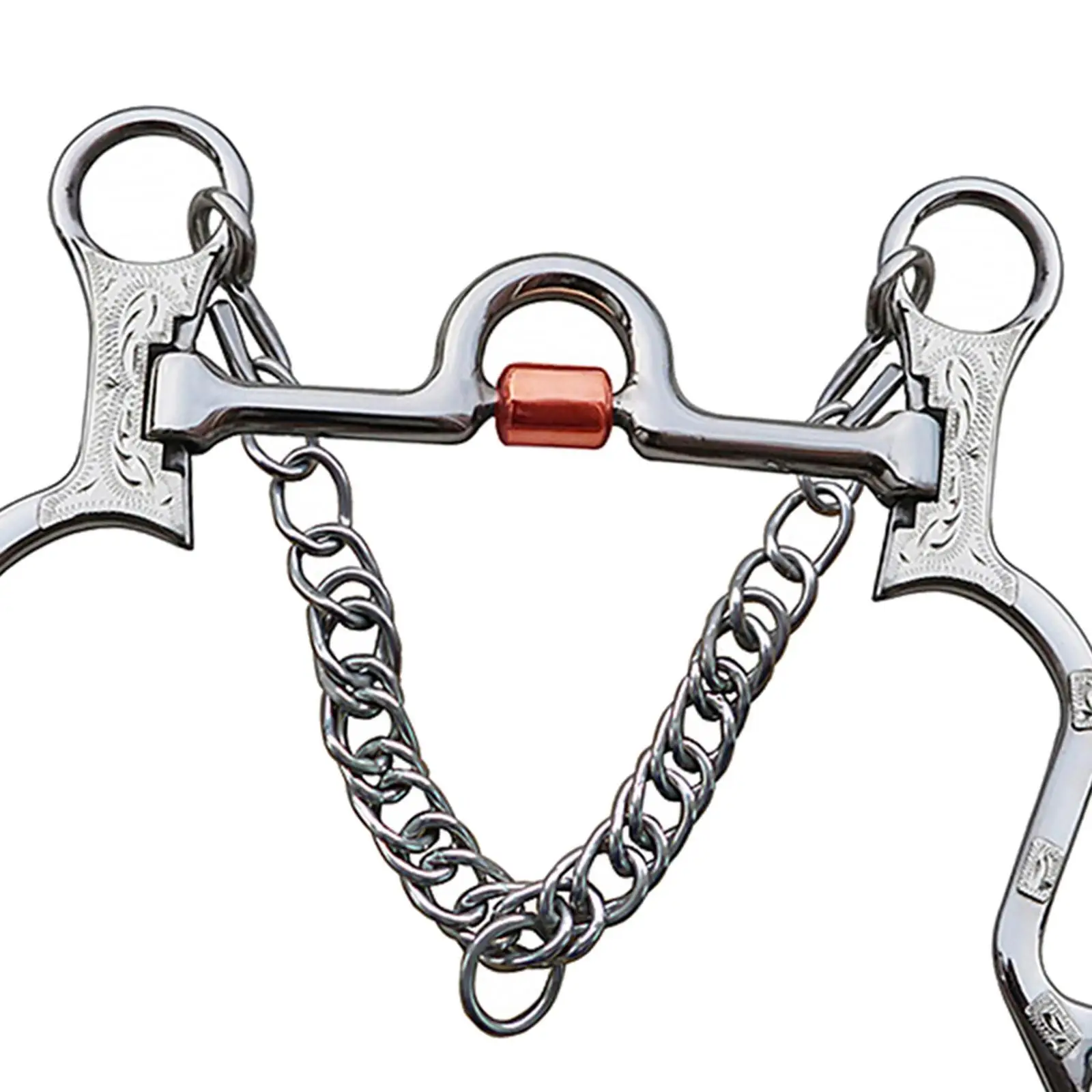 Bocado De Caballo Snaffle Doble Articulación Acero Inoxidable 135mm - Con Ganchos Y Cadena