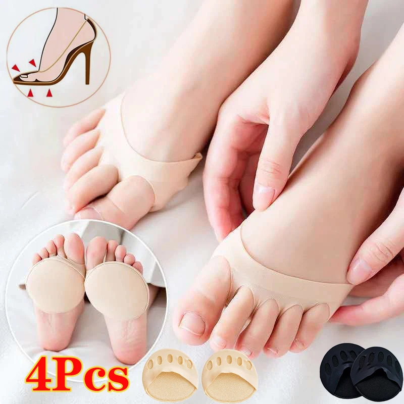 2pc/4pc Women Forefoot Pads High Heels Half Insoles Five Toes Insole Foot Care Calluses Corns Relief Feet Pain Massaging Toe Pad