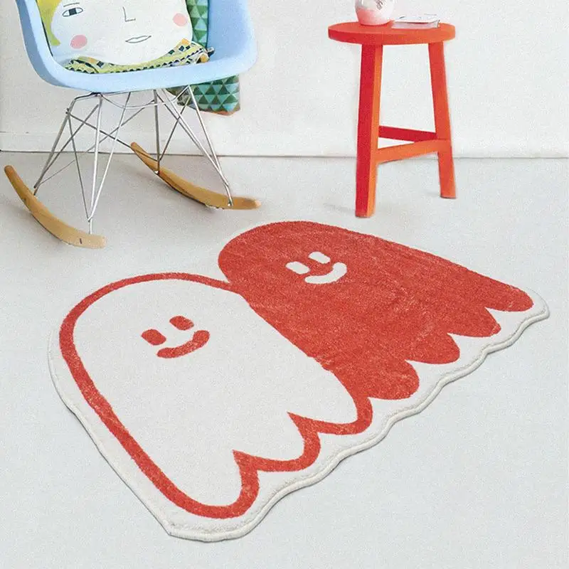 

Two ghosts home bathroom foot mat Halloween cartoon style water-absorbent non-slip entrance door mat imitation cashmere material