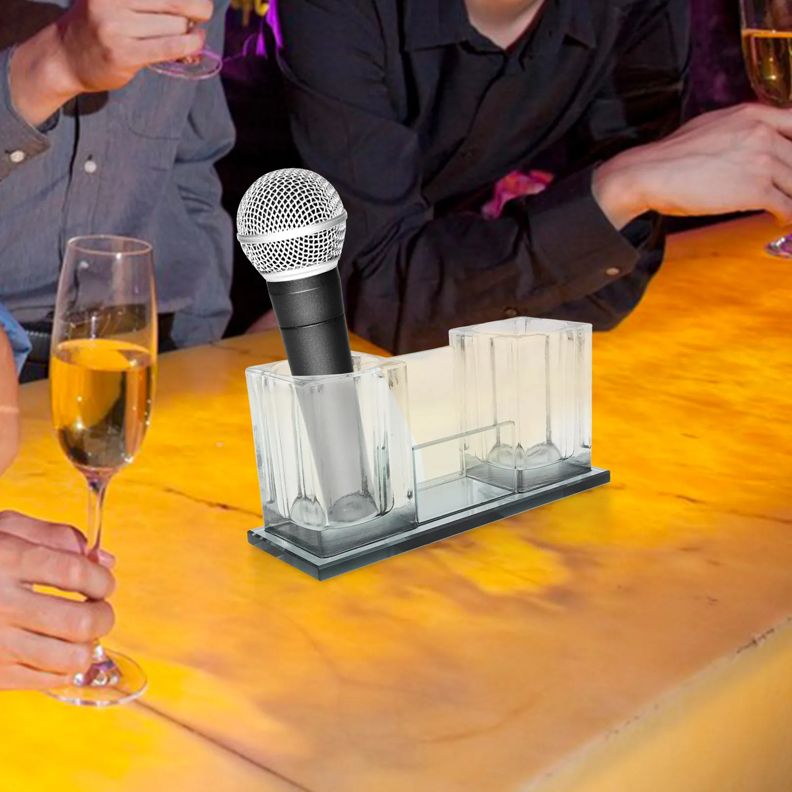 아크릴 데스크탑 마이크 스탠드 2슬롯 안정적인 마이크 홀더 테이블탑 데스크용..