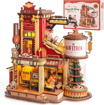 Robotime Rokr Wooden Music Box Christmas Dream Gift Factory 3D Wooden Puzzles Wooden Model Kits Build Best Gifts for Kids Adults 1