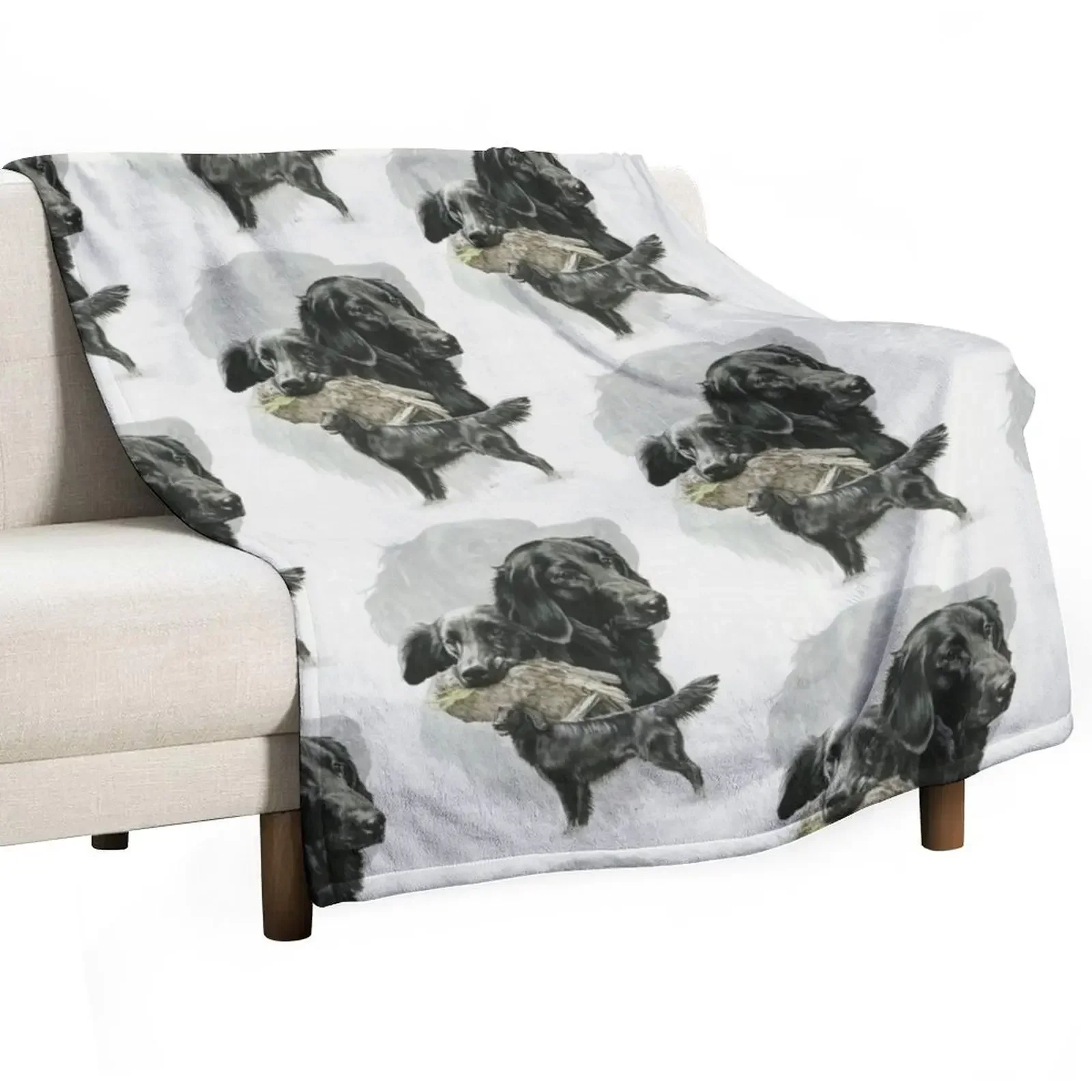 

Flat-coated Retriever Medley Throw Blanket Single Luxury Furry Fluffys Large Blankets