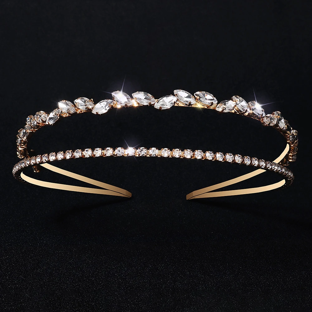 Gold Rhinestone Hair Bands Birthday Make Up Party Bride Headpiece Alloy Hair Accessories Headbands Gift For Women hair accessories bridal hair accessories crown headband