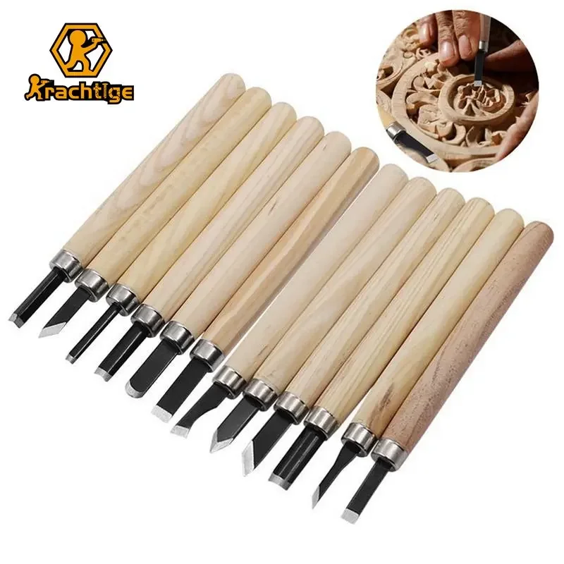 Krachtige 12Pcs Pine Manganese Steel Wood Carving Set Woodworking Carving  Tool - AliExpress