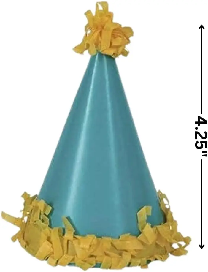 Vibrant Pom Pom Mini Party Hats (Pack of 8) - 4.25" - Multicolor Paper Cones - Perfect for Kids' Birthdays, New Year & Themed