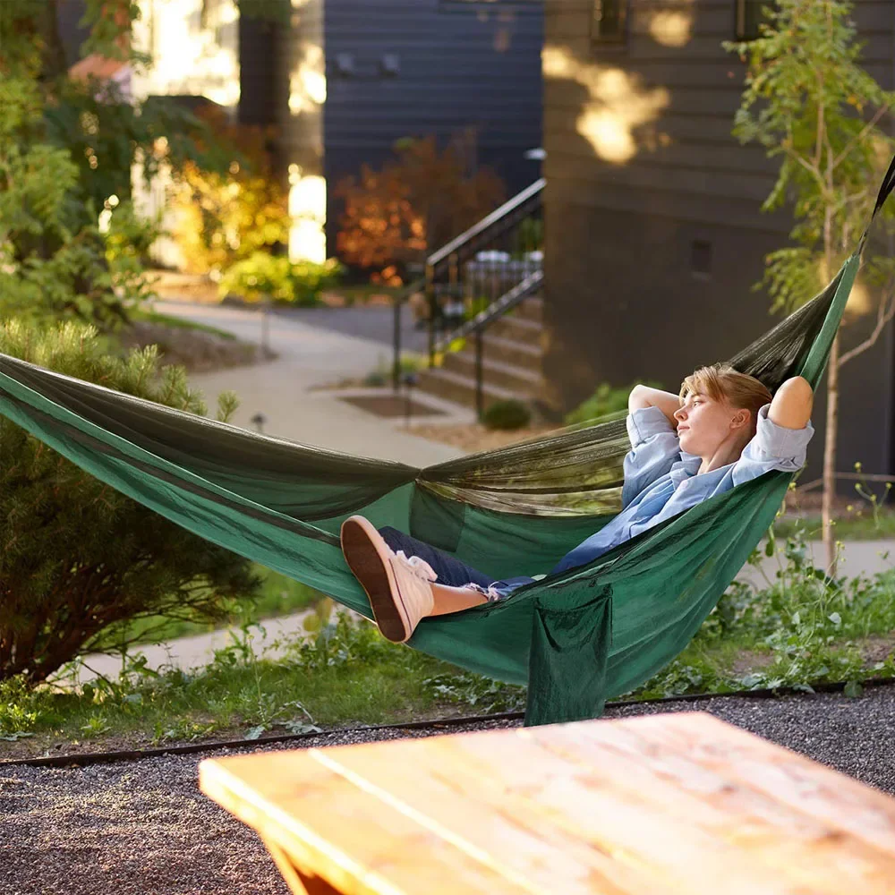 Portable Quick Setup 290*140cm Travel Outdoor Camping Hammock Hanging Sleeping Swing Bed with Mosquito Net 5