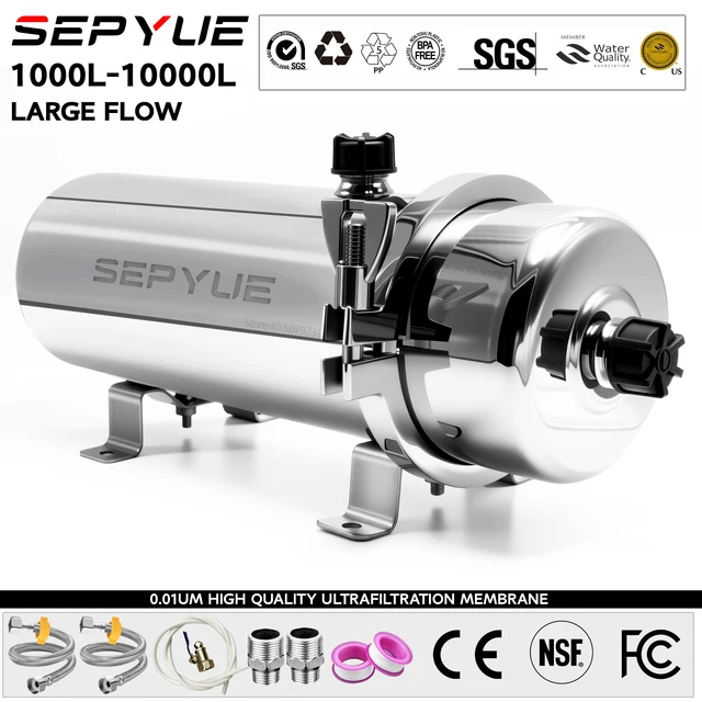 SEPYUE ระบบกรองน้ําไหลสูงทั้งบ้าน 1000L-8000L เครื่องกรองน้ําแร่สแตนเลส PVDF แบบใช้ซ้ําได้มีอายุการใช้งาน 5 ปี 1