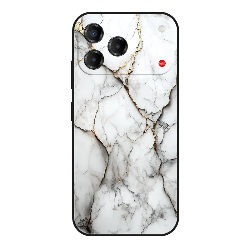 Marble Painted Soft Matte Silicone Back Cover - Elegant Design Case