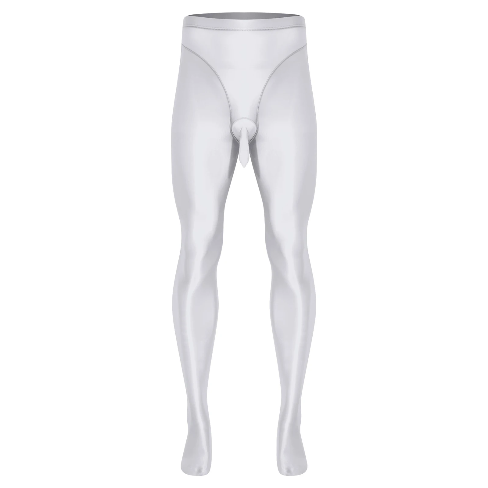 Sexy Mens Glossy Silky Stockings Lingerie Tights Sheer Pantyhose Stocking Bulge Pouch Footed Dance Yoga Workout Underwear Pants