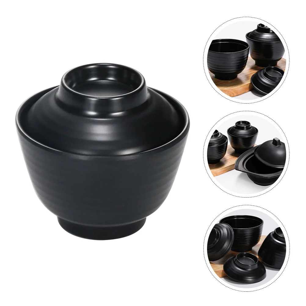 

Ramen Bowls Japanese Style Cover Small Imitation Porcelain Soup with Lids Rice Mini Food Seasoning
