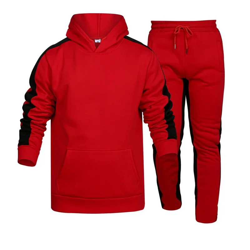 Men Striped Hoodie Pants Casual Tracksuit