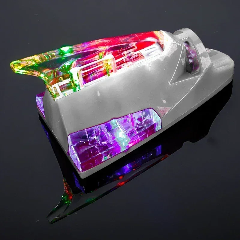LED Shark Fin Car Antenna with Wind-Powered Colorful Flashing Light - Waterproof Auto Roof Decor Accessory