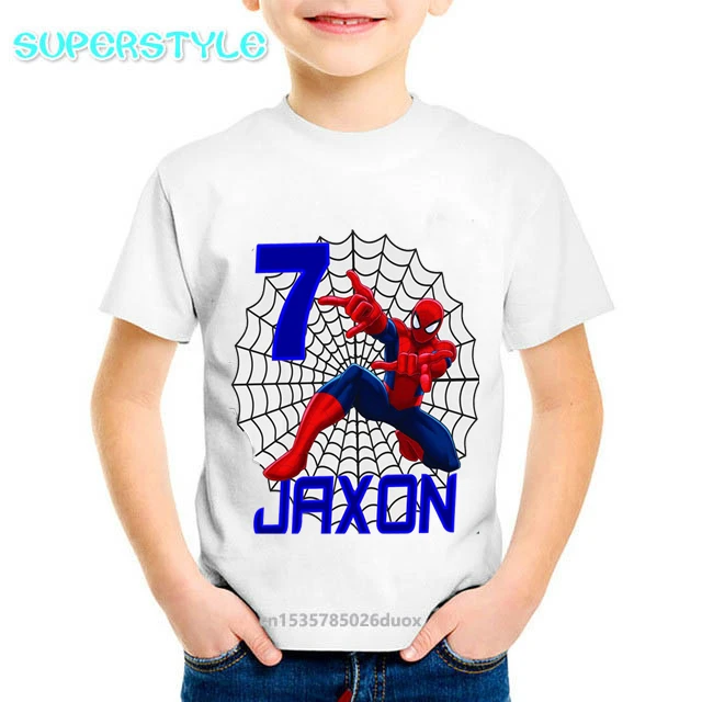 Ropa Marvel para niños, camisa de manga corta con nombre de Spiderman, cumpleaños, 2022| | AliExpress