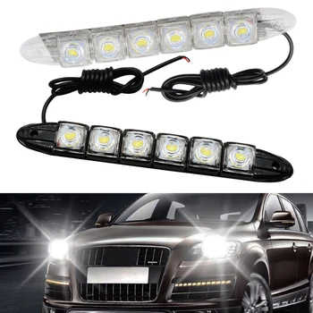 범용 자동차 LED DRL 주간 주행등, 유연한 6LED 화이트, 방수 운전 안개 전구 경고등, 스타일링 자동 LED, 2x