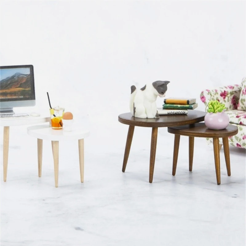 

1Set 1:12 Dollhouse Miniature Triangle Coffee Table Computer Desk Tea Table Model Living Room Furniture Home Decor Toy