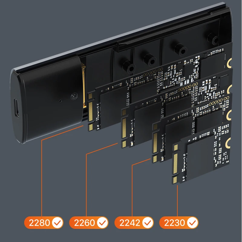 케이블타임 USB C NVMe PCIe SSD 인클로저 Gen2 10Gbps M.2 to USB-C 어댑터 박스 (NVME PCIE NGFF SATA 디스크 M2 SSD 인클로저용)