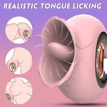Female Masturbation Rose Clitoral Licking Tongue Vibrator Nipples Stimulator Waterproof Vagina Oral Sucking Sex Toys for Women 5