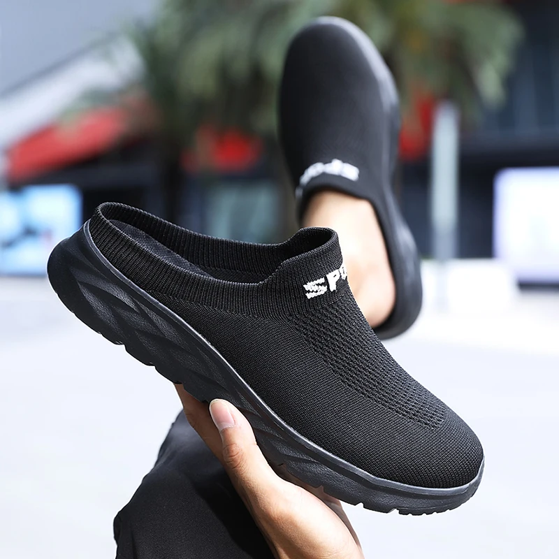 Lightweight Men's Half Slippers Breathable Fashion Casual Anti-slip Male Flat Slip on Flats Outdoor Big Size