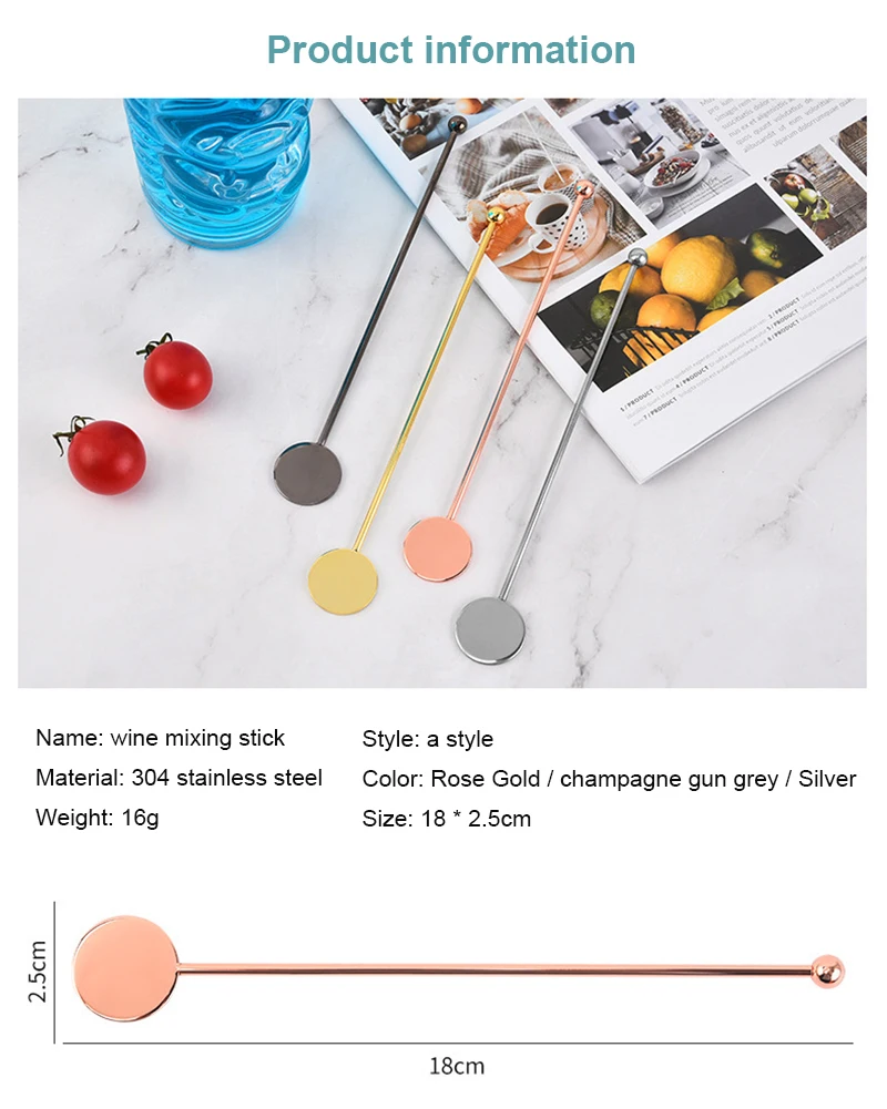 Description Picture 5 of itemStainless Steel Cocktail Bar Spiral Drink Shaker Muddler Stirrer Cocktail Mixing Stick Milk Tea Coffee Mixing Stick Bar Tool