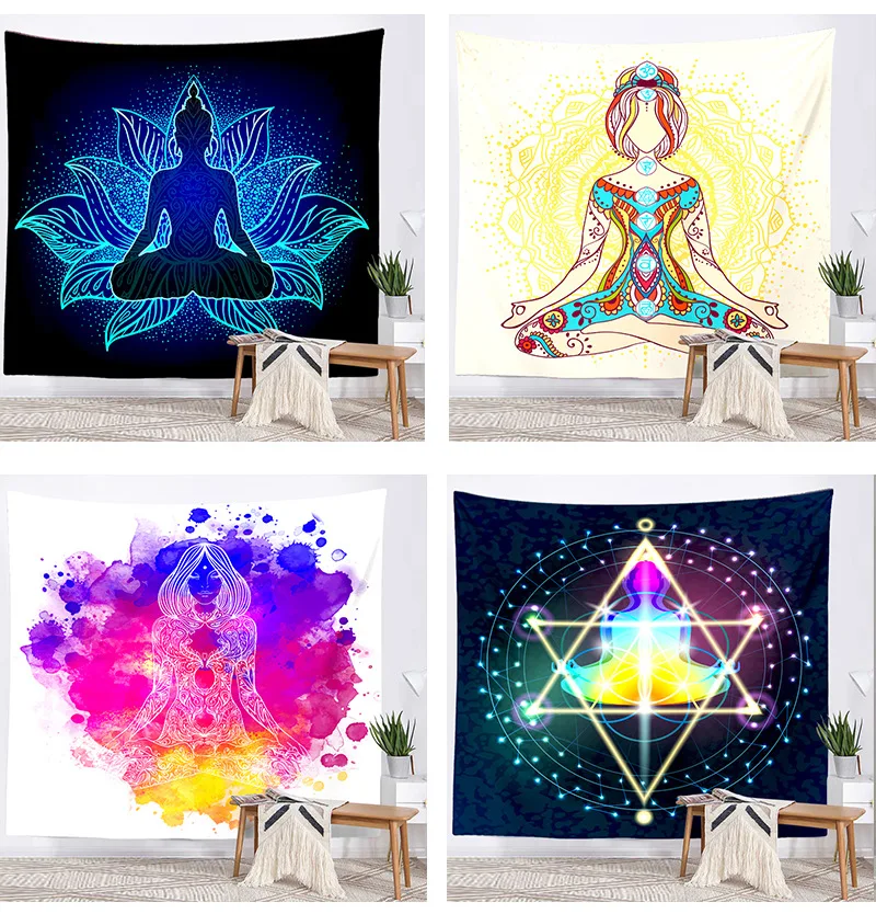 Seven Chakra Tapestry India Buddha Meditation Tapestry Wall Mount Mandala Tapestry Wall Cloth Psychedelic Yoga Carpet Decoration 3