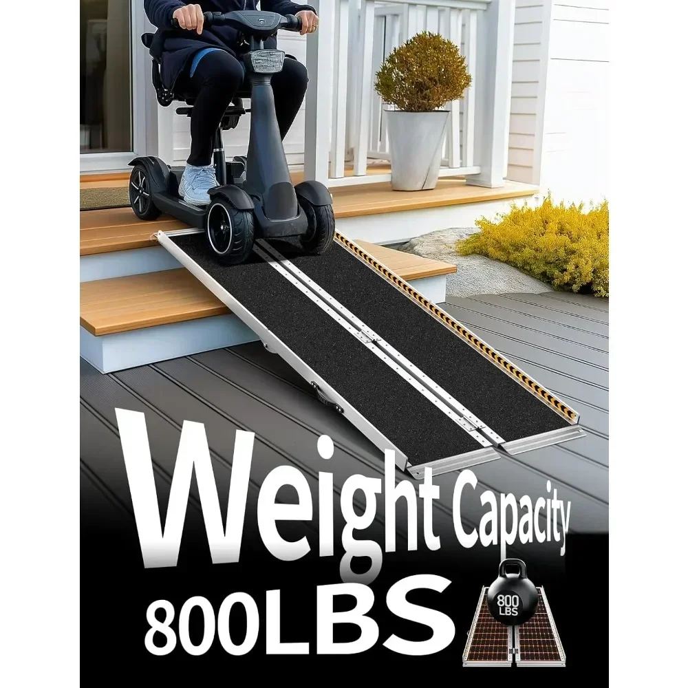 NEW-FACHNUO 6 Feet Portable Wheelchair Ramp, Non-Skid Aluminum Handicap Ramps with Handle, Folding Threshold Wheel Chair Ramp fo