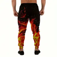 Winter New Thick Warm Pants 2024 New Fashion 3D Flame Print Sweatpants Men Large Size Loose Casual Pocket Drawstring Sweatpants 2