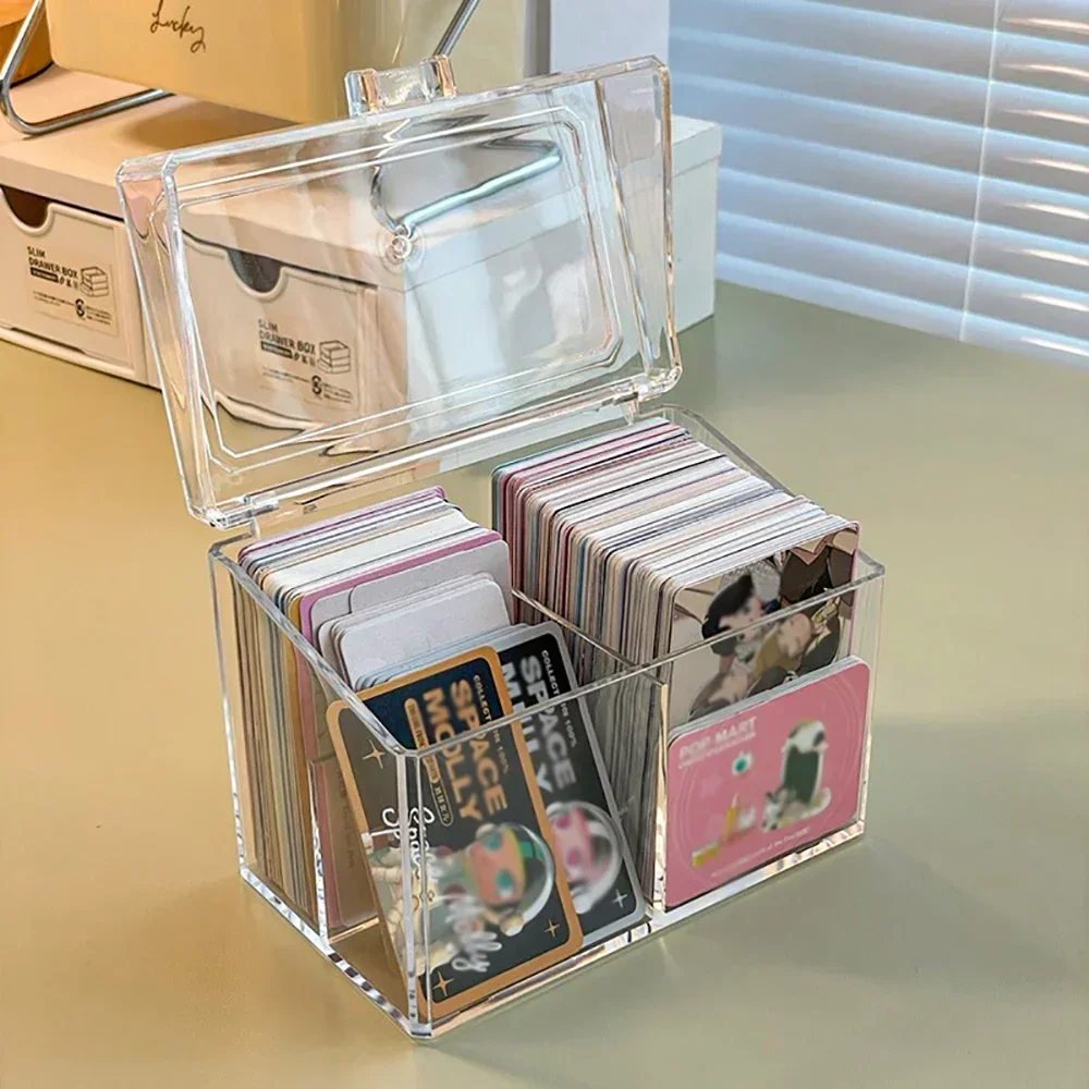 Korean Style Acrylic Photocard Storage Box Transparent Box Organizer with Dividers Top Display Case for K-Pop Cards Collection 3