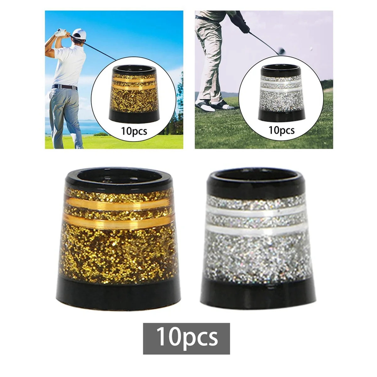 BAAU 30Pcs Golf Ferrules Tip Size 0.370 Golf Sleeve Ferrule for Irons High Quality Club Shafts Accessories Gold