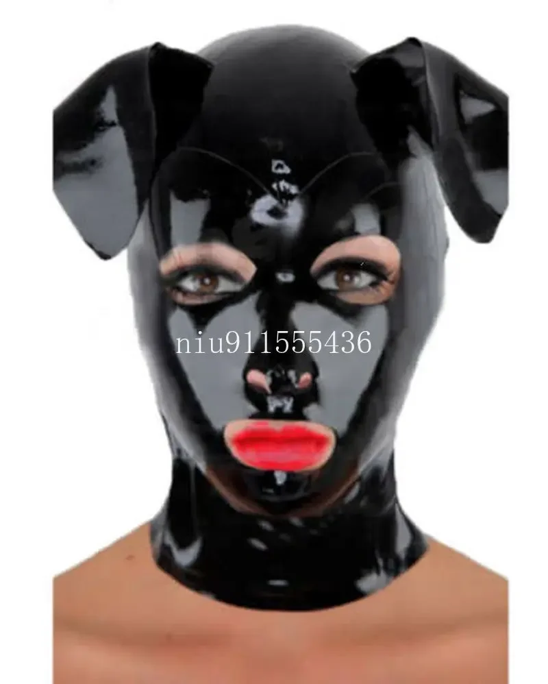 

Latex Mask Rubber Unisex Hood Cosplay Back Zipper Rubber Fetish Animal Cosplay Mask Latex Headgear Customized XS-XXL
