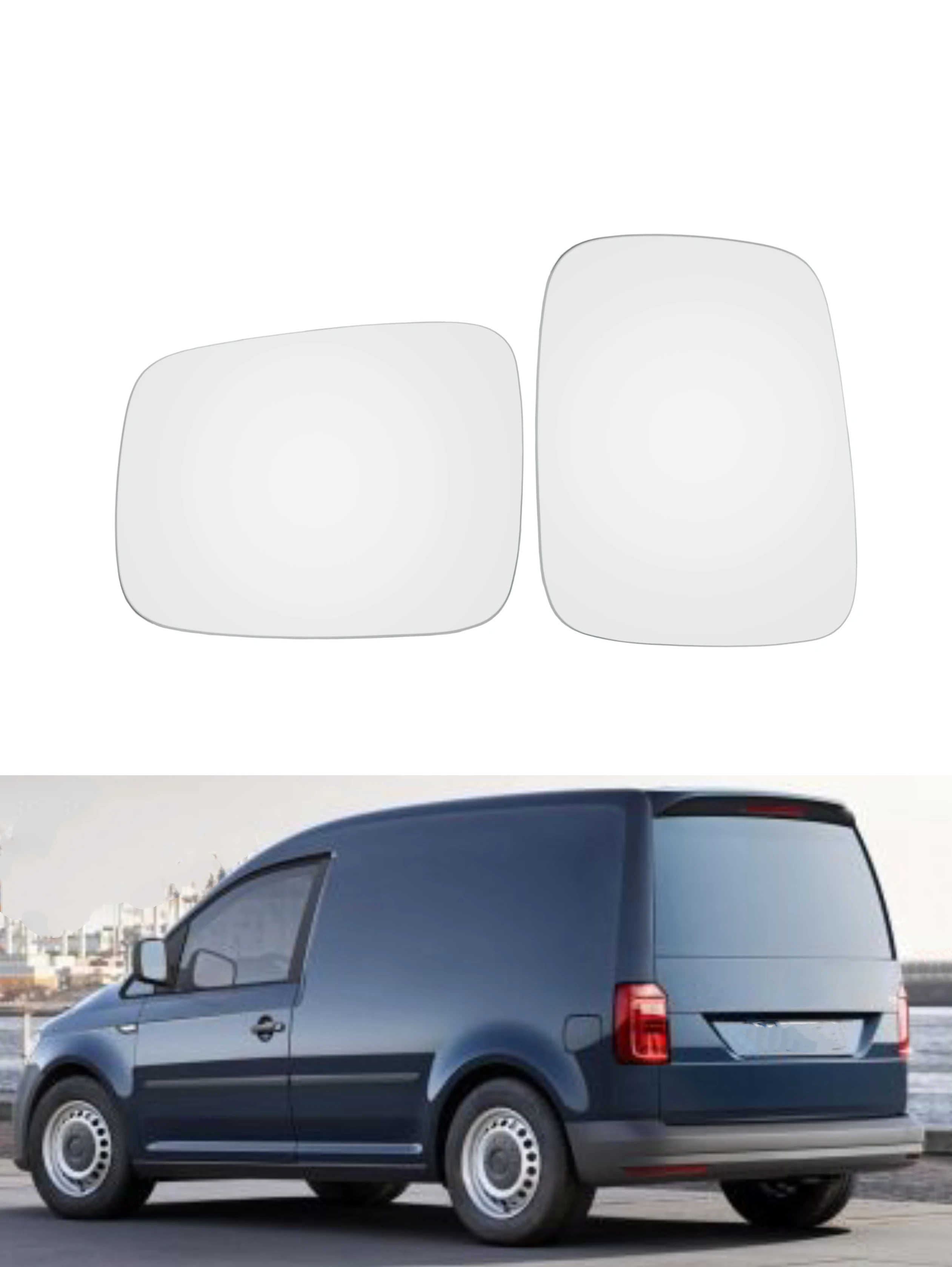 Suysion Spiegelglas Rechts voor VW T5 2003-2009 & VW Caddy 2004-2015, Verwarmbaar Asferisch Buitenspiegelglas met Dragerplaat, Vervanging Passagierszijde