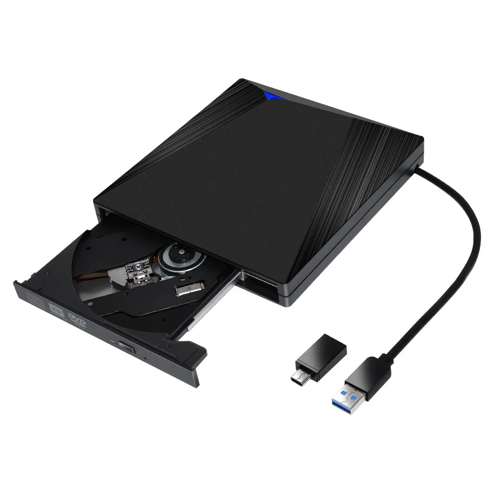 External DVD 3.0 USB Ultra-thin Portable Optical Drive Burner Reader Player Tray
