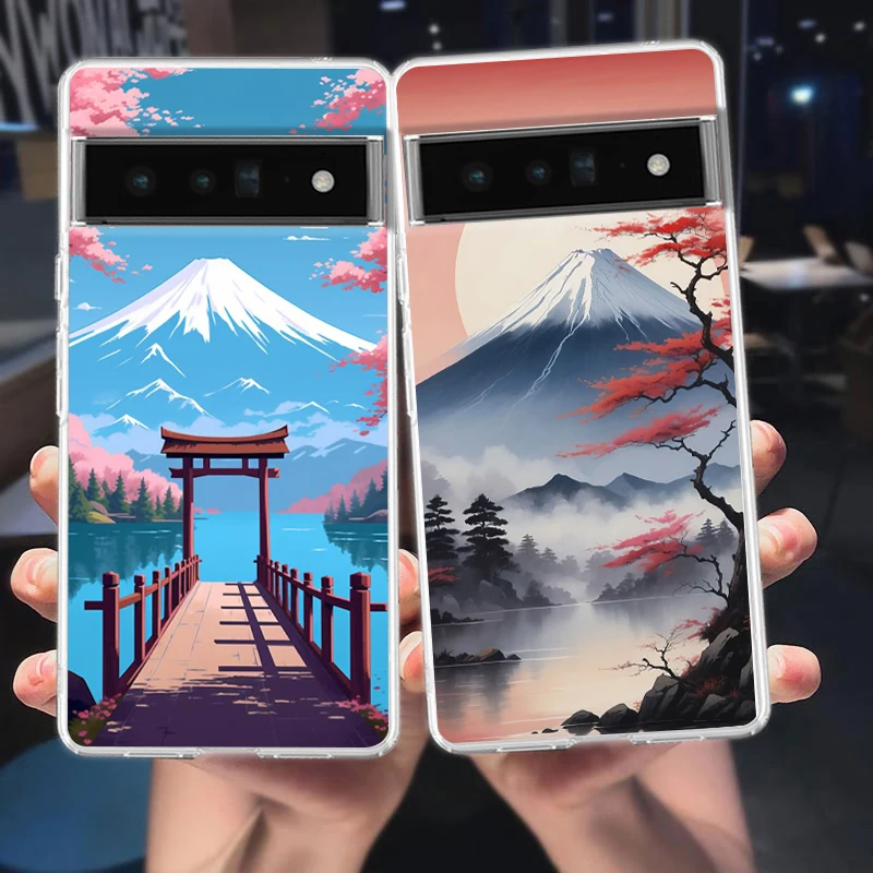 Japan Mount Fuji Painting Cherry Blossom Soft TPU Phone Case