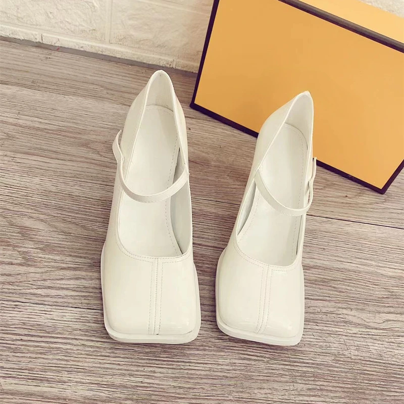 

Women's High Heels Spring 2023 New Word with Retro Girl Mary Jane Shoes Heel Square Women's Singles Shoes