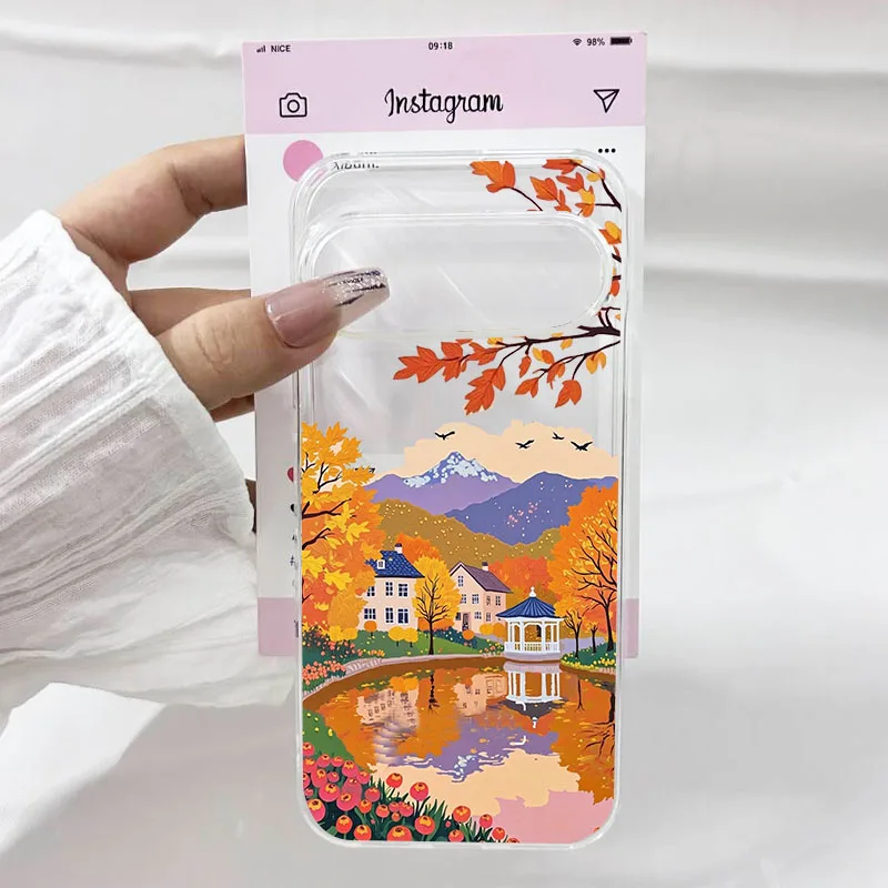 Autumn Forest Fallen Leaves Clear Soft TPU Phone Case