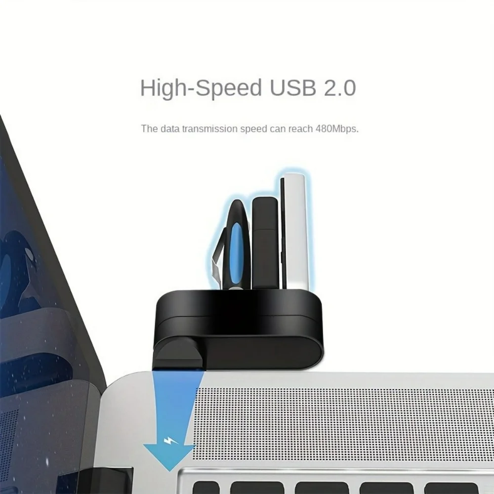 3포트 USB 3.0 허브 어댑터 고속 데이터 전송 분배기 180 ° 회전 가능한 USB 3.0 U 디스크 카드 리더기 (컴퓨터 액세서리용)