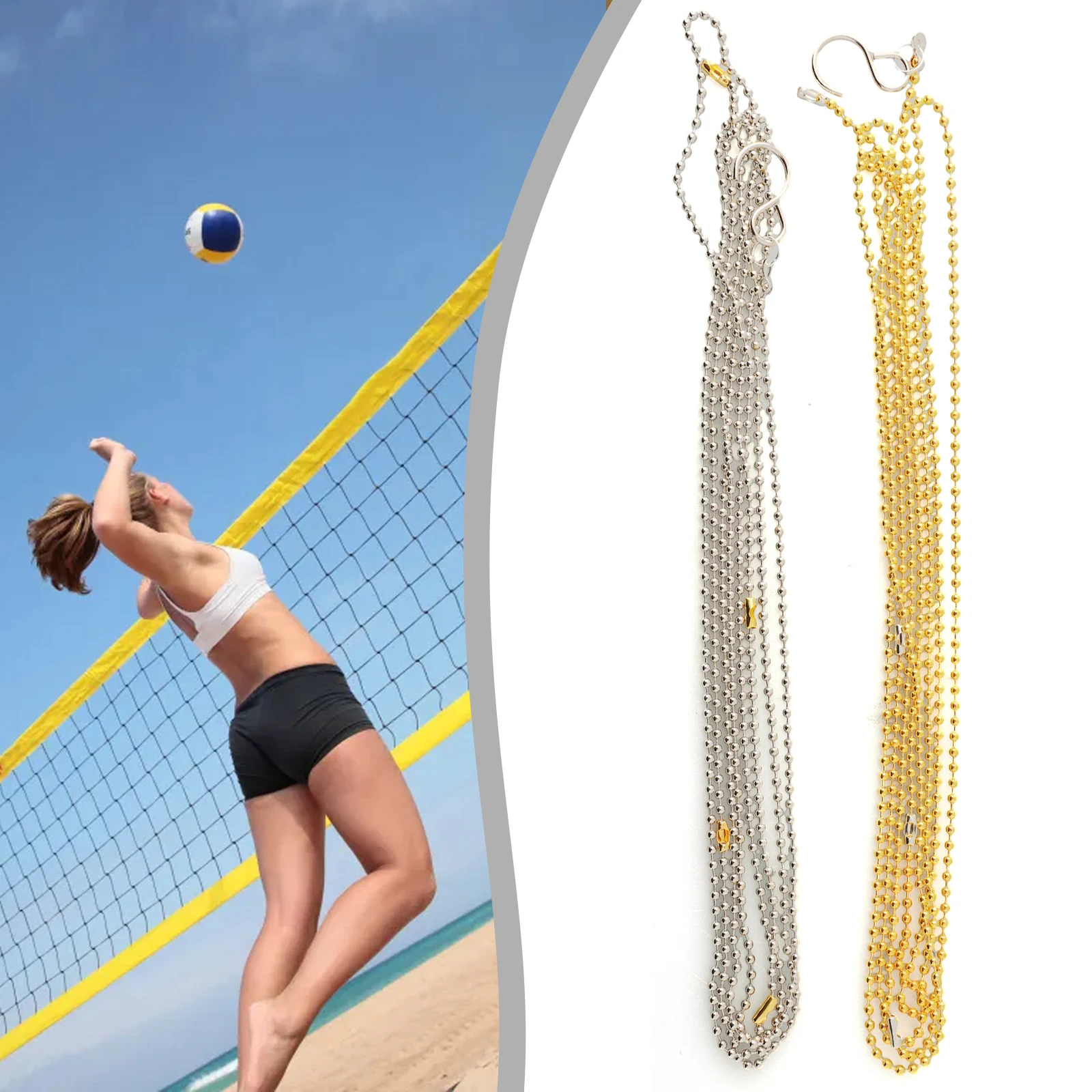 2pcs Volleyball Nets Height Measuring Tools Chain Setter Measuring Chains Height Adjuster Referee Volleyball Tools Team Sports