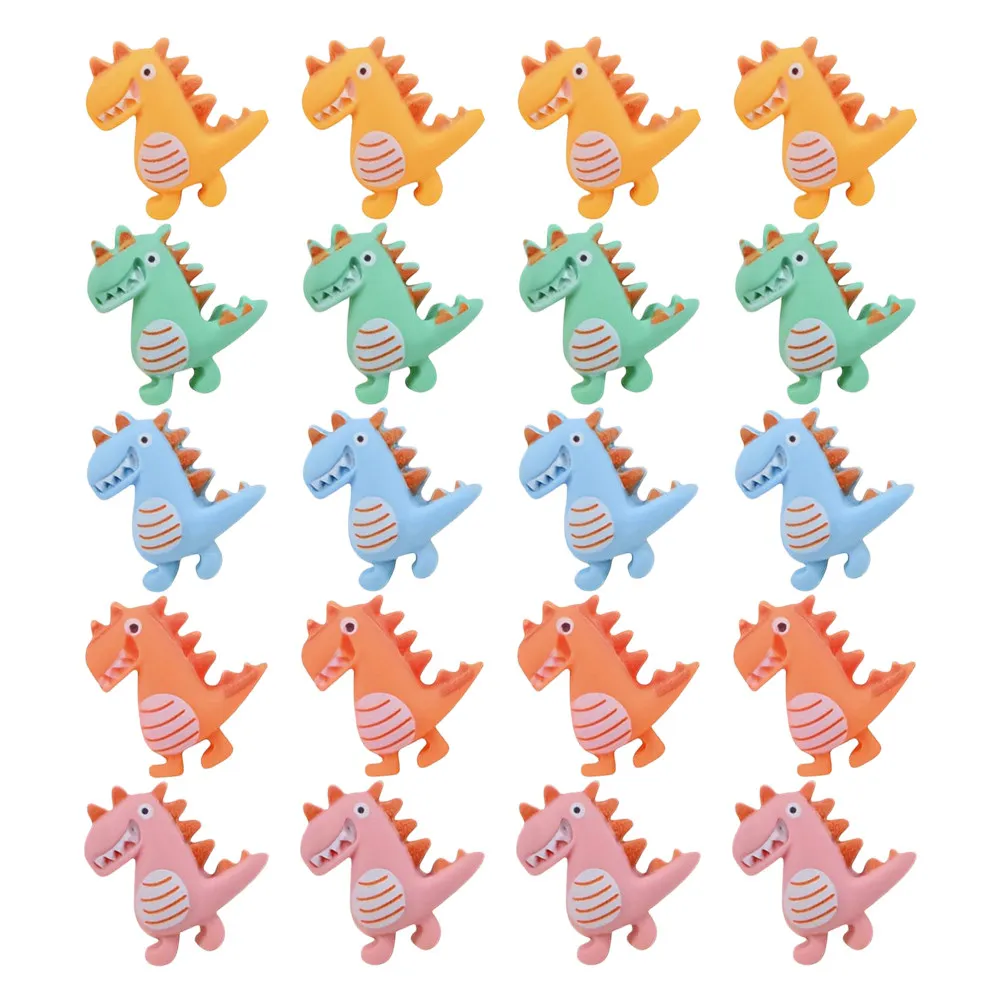 20Pcs 코르크 보드를위한 귀여운 공룡 장식 푸시 핀 재미있는 사무용품 책상 액세서리 여성 미적 게시판지도
