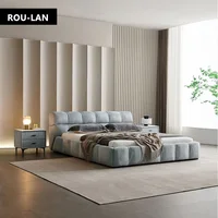 Lit en tissu minimaliste moderne, chambre principale moderne, lit double de luxe léger et minimaliste italien 3
