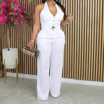Women Elegant Two Piece Set Dashiki African Tracksuit Spring Summer Long Sleeve Vest Top and Pants Set Party Matching Sets 1