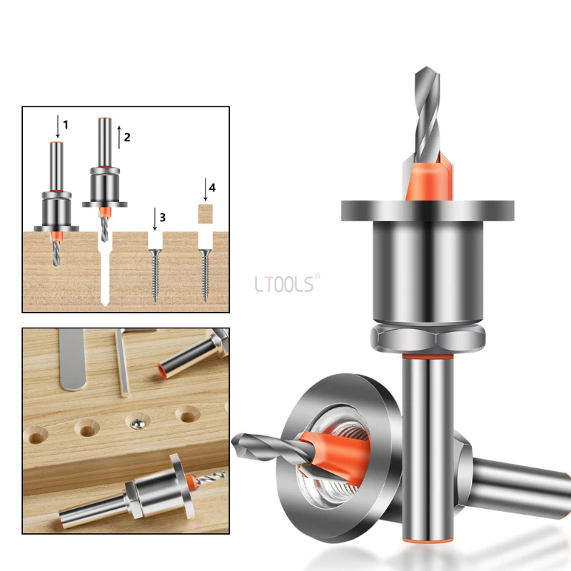 New 8mm Shank Drill Woodworking Countersink Router Bit Screw Extractor Demolition HSS for Wood Milling Cutter Carbide Tips