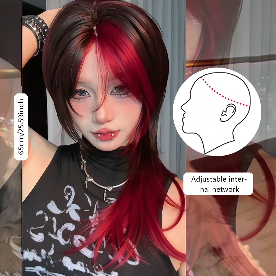 Synthetic Multicolor Curly Wig with Bangs for Women