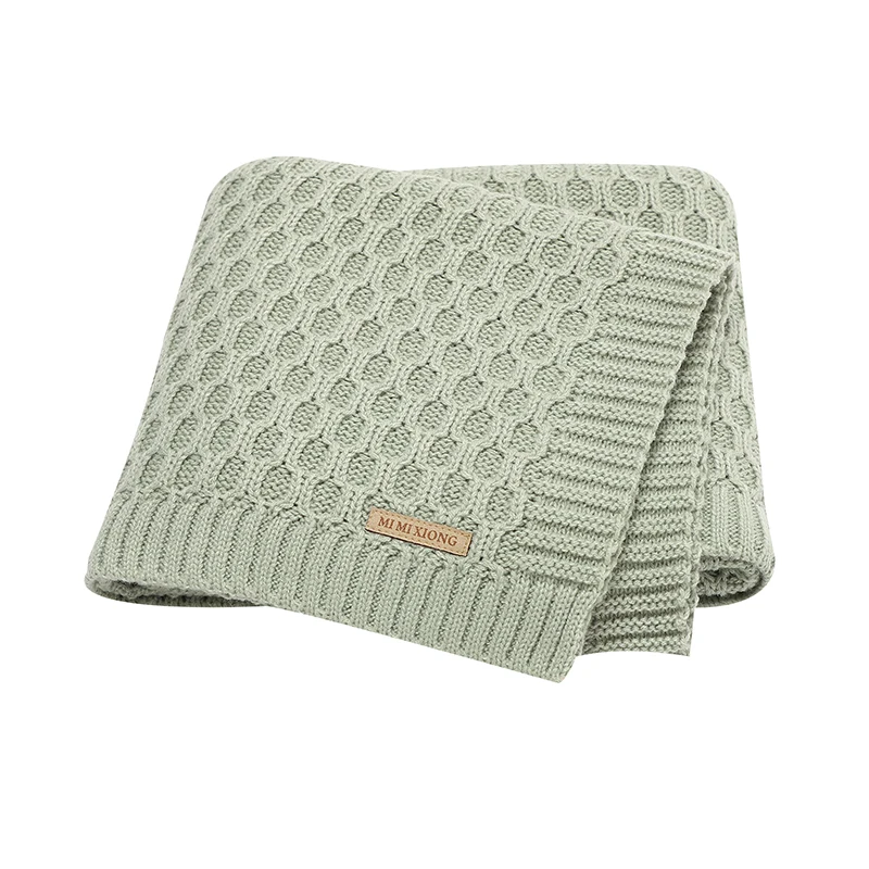 

Newborn Baby Blanket Knitted Fashion Solid Stroller Warp Swaddling Soft Infant Girl Boy Bed Plaid Crib Quilt 90*70CM Sleep Cover