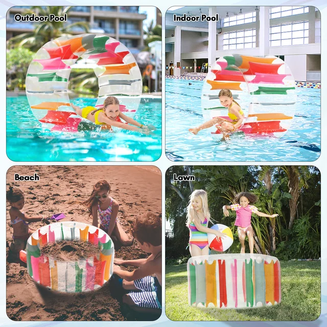 40 Inch Large Inflatable Water Wheel Roller Float Colorful Pool Float Kids Indoor Outdoor Pool Lake Beach Backyard 1