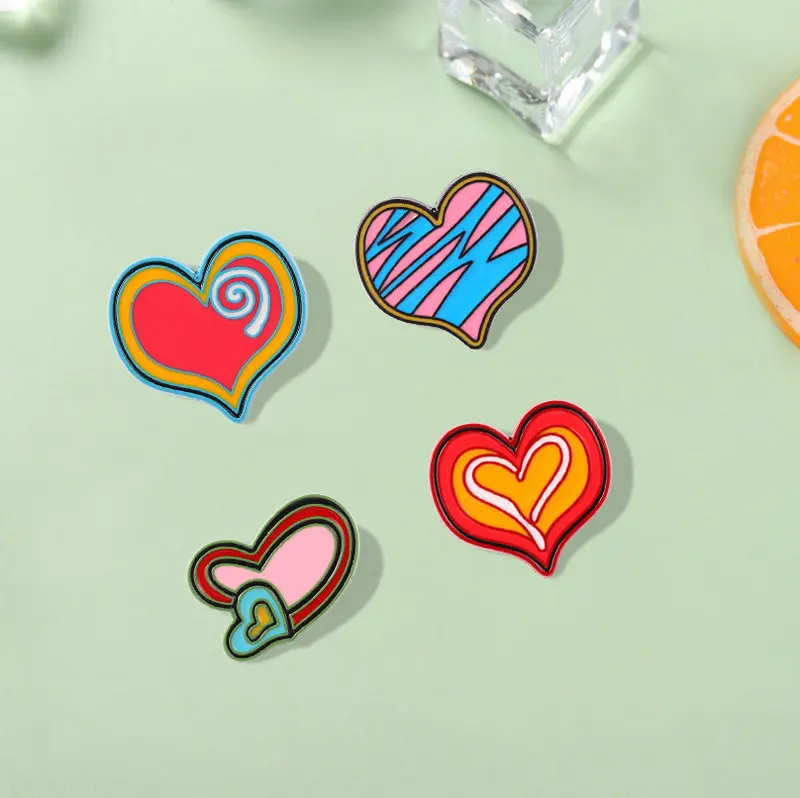 

Graffiti Heart Enamel Pin Custom Love Vortex Brooches Badges for Bag Clothes Punk Cool Lovers Jewelry Gift for Girl Friend