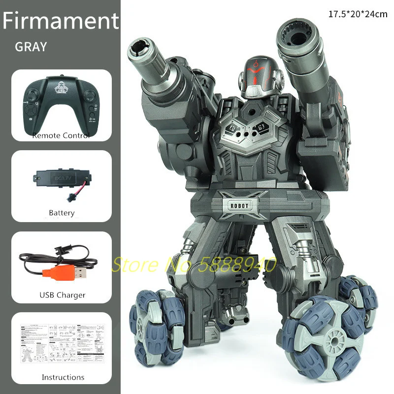 Multiplayer Combat Gesture Sensing Launch Water Bomb Remote Control Robot 2.4G 4WD 6 Life Auto Demo 360° Rotate RC Stunt Robot 6