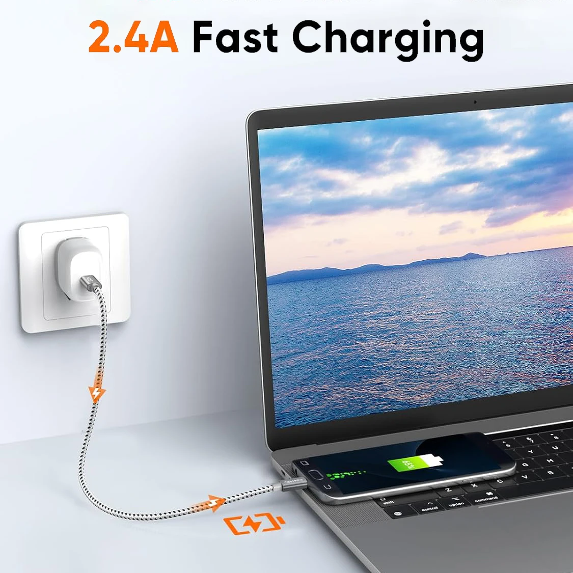 케이블크리에이션 짧은 USB C-마이크로 USB 케이블 0.2M, 브레이디드 USBC-마이크로USB OTG 480Mbps 코드