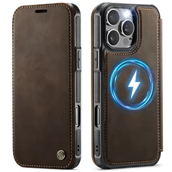 Elegant RFID Blocking PU Leather Flip Wallet Phone Case - iPhone 15 Plus (Coffee)