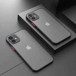 Premium Shockproof Matte Armor Phone Case - Silicone Bumper with Clear Hard Cover for iPhone 13 Pro (Black)