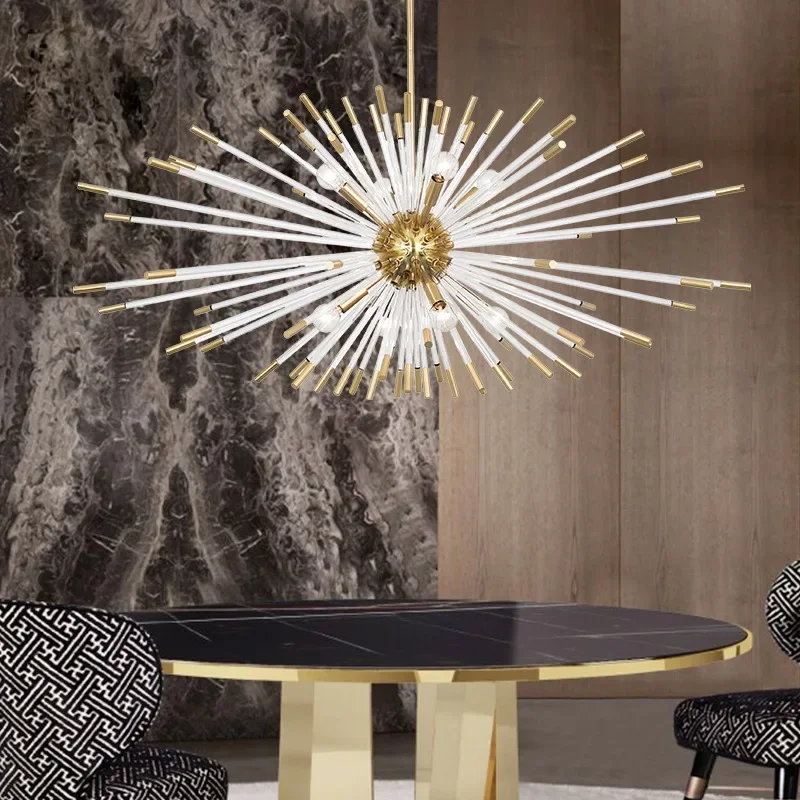 

Nordic starburst chandelier Creative luxury designer hanging light ball For Living Room Bedroom gold dining room light fixtures